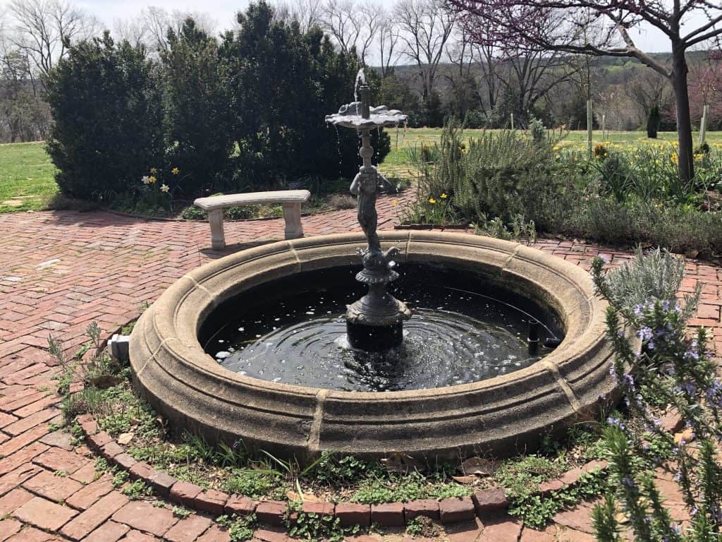 fountain at Shakespeare garden at Agecroft