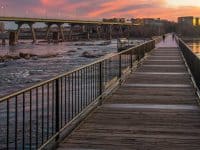 Sunset view on the T. Tyler Potterfield bridge, in Richmond, VA