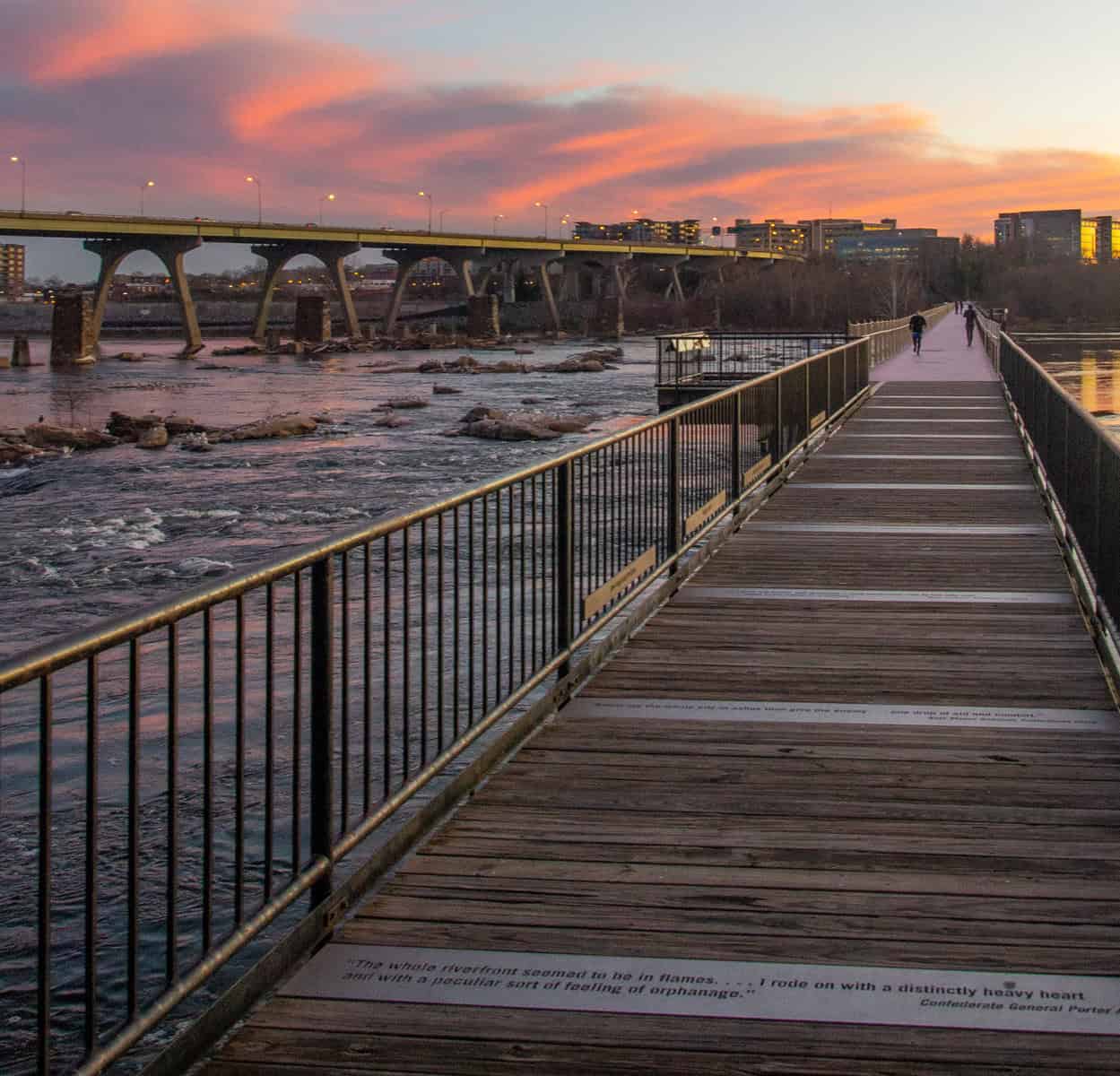 Sunset view on the T. Tyler Potterfield bridge, in Richmond, VA