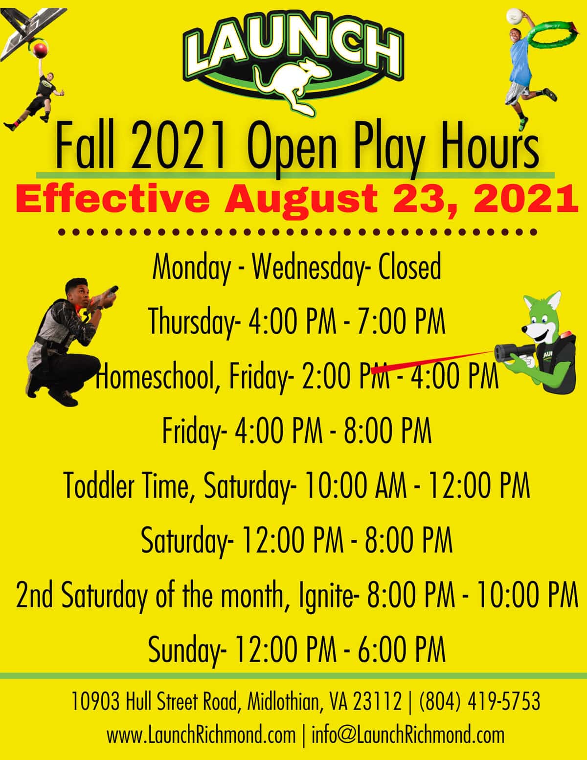 Launch hours Enjoying RVA and all it has to offer!