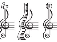 Black and white drawing of musical staff