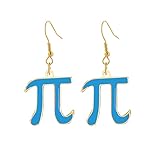 Pi Earrings for Women Pink Math Geek Nerd 3.14 Novelty Dangling Drop Earrings Mathematical Pi Symbol Teacher Earring Jewelry (Gold Blue)