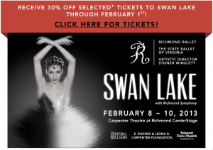 Ticket Discount: Richmond Ballet&#39;s Swan Lake, February 8-10, 2013 - Enjoying RVA and all it has ...